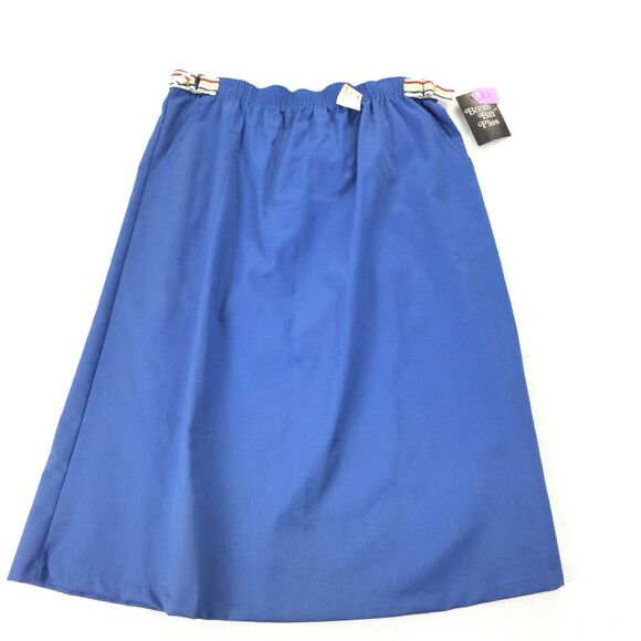 Vintage NWT 1970s Booth Bay Plus Skirt Size 34 Womens Solid Blue Rainbow Belts - Picture 1 of 9